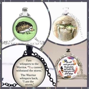 Boho Glass Cabochon Art Quote Necklace